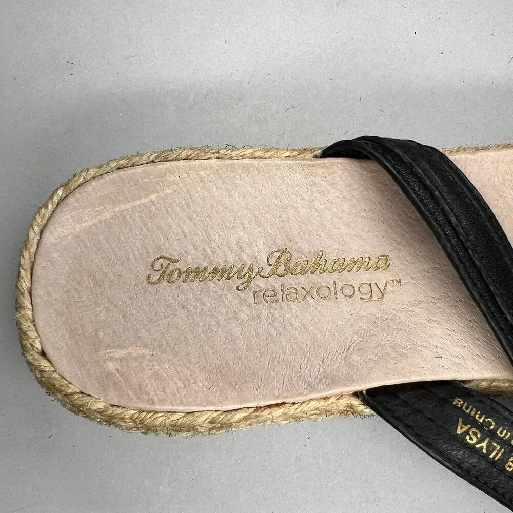Tommy Bahama Ilysa Sandals Women's 8 Black Beaded‎ Rhinestone Espadrille Thong